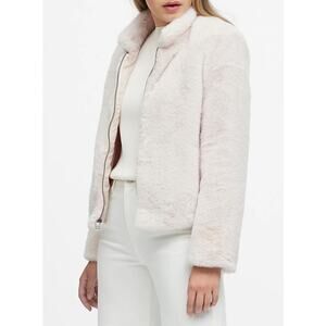 Banana Republic Women's Light Pink Faux Fur Full Zip Jacket Size Medium